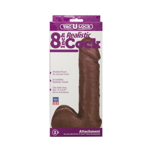 Vac-U-Lock Pene Realista de 8 Pulgadas Negro