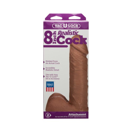 Vac-U-Lock 8 Pulgadas Pene Realista Marrón