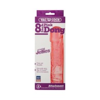 8 Inch Pink Crystal Jellie Vac-U-Lock Dong