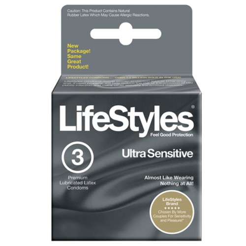 Condones LifeStyles Ultra Sensitivos (3 piezas)