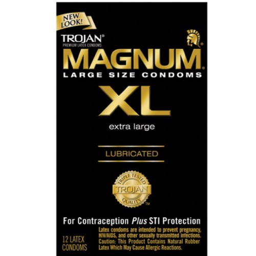 Condones Lubricados Magnum XL Trojan Paquete de 12