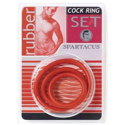 Spartacus Cock Ring Set 3 Rubber Enhancers Red