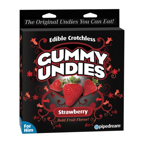 Calzoncillos Gummy Comestibles Crotchless para Él Sabor Fresa