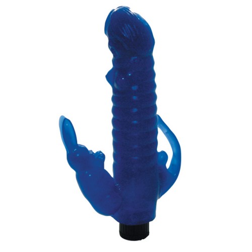 Vibrador Bunny Estriado con Estimulador Anal para Placer Doble