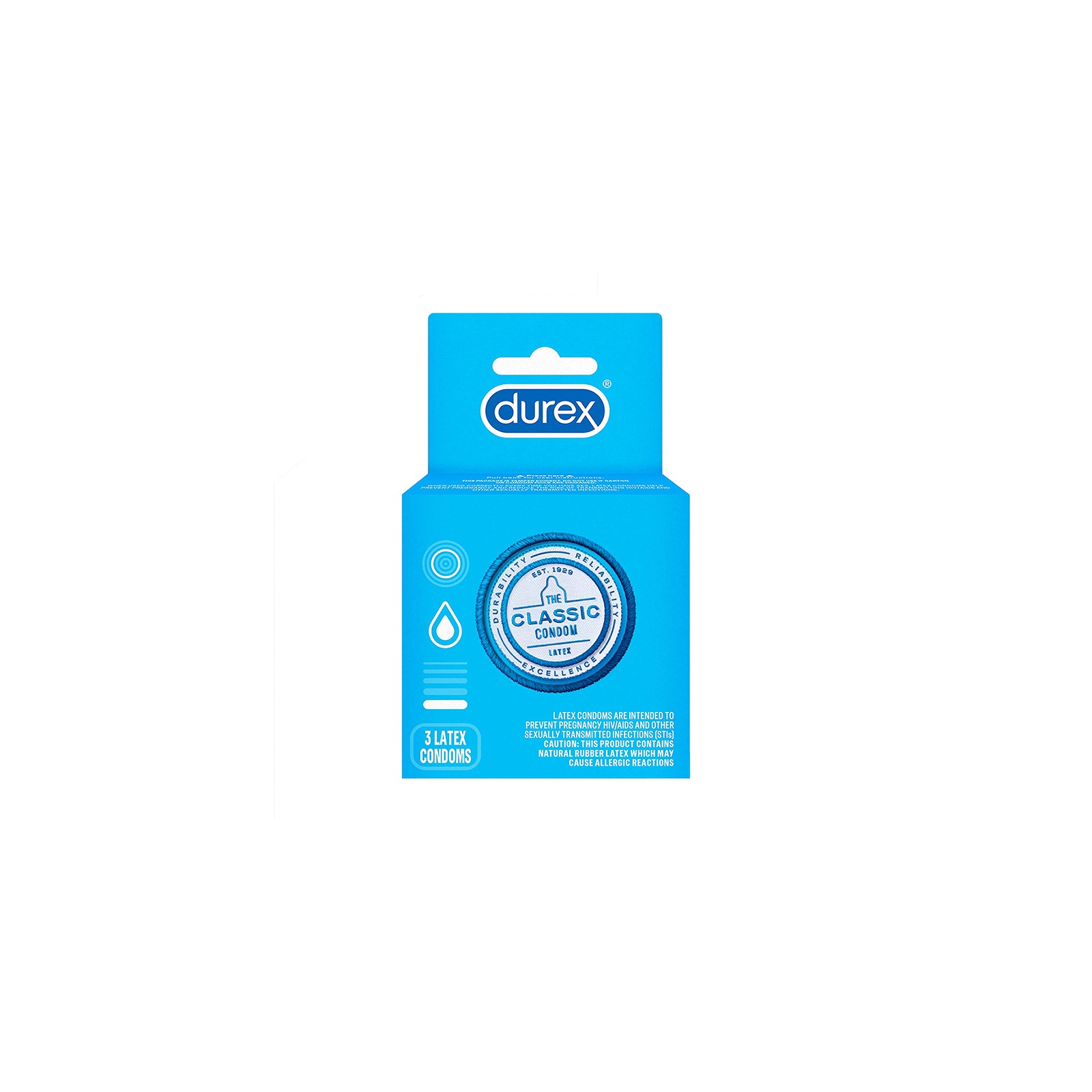 Durex Clásico Condones Lubricados Paquete de 3