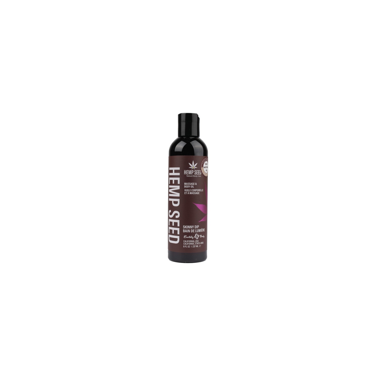 Earthly Body Hemp Seed Massage Oil Skinny Dip 8 oz.