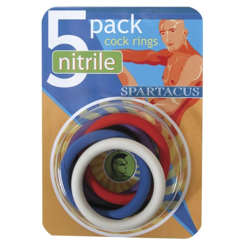 Anillos para el Pene Spartacus de Nitrilo (5 por Paquete)