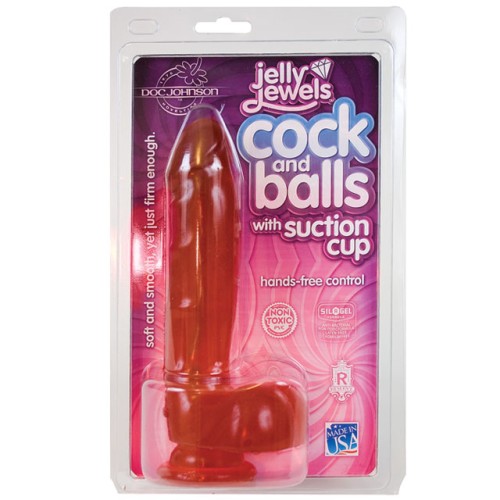 Jelly Jewel Cock & Balls Suction Ruby for Ultimate Pleasure