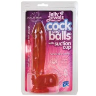 Jelly Jewel Cock & Balls Suction Ruby for Ultimate Pleasure