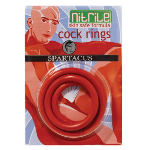 Nitrile Cock Ring Set Red/3 for Intimacy