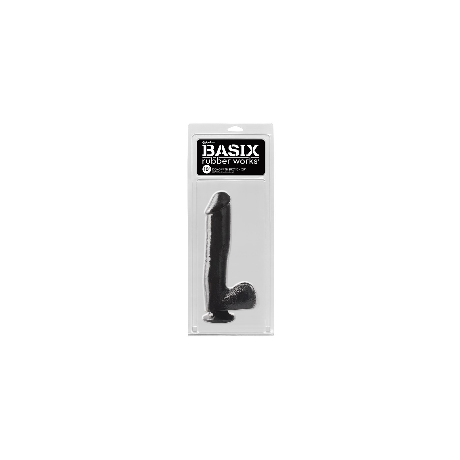 Pipedream Basix 10in Dong with Balls and Suction Cup Black