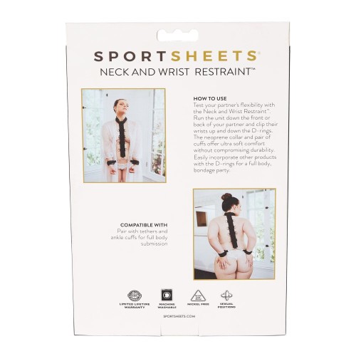 Sportsheets Restricción Ajustable de Cuello y Muñeca Negra