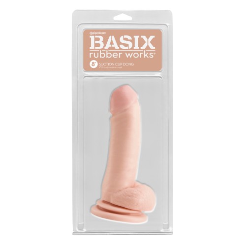 Pipedream Basix Rubber Works Dong de 8in. con Ventosa y Testículos Beige