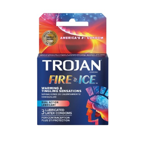 Trojan Fire & Ice Lubricated Latex Condoms - Maximum Pleasure