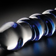 Dildo Curvado de Vidrio Icicles No. 5 7 Pulgadas Azul/Transparente