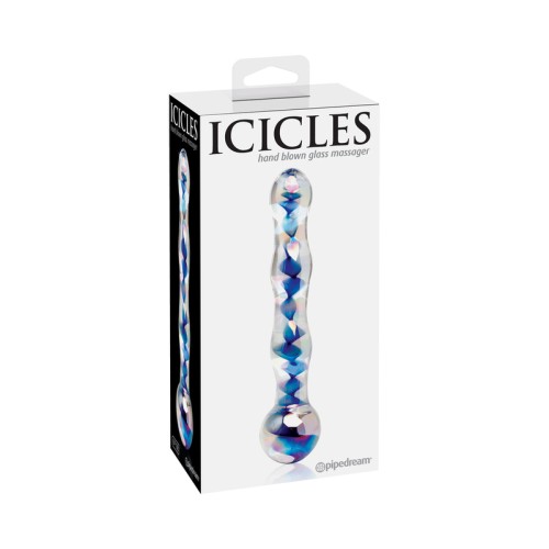 Pipedream Icicles No. 8 Wavy Glass Dildo Blue/Clear