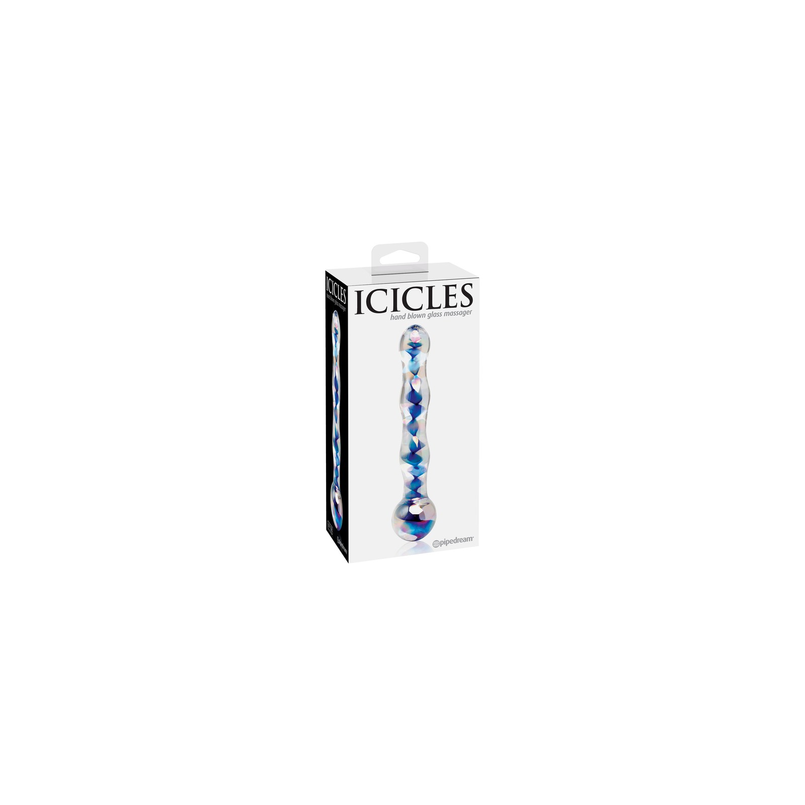 Pipedream Icicles No. 8 Wavy Glass Dildo Blue/Clear