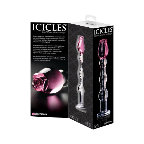 Icicles No. 12 Rose Tip Glass Massager for Sensational Pleasure