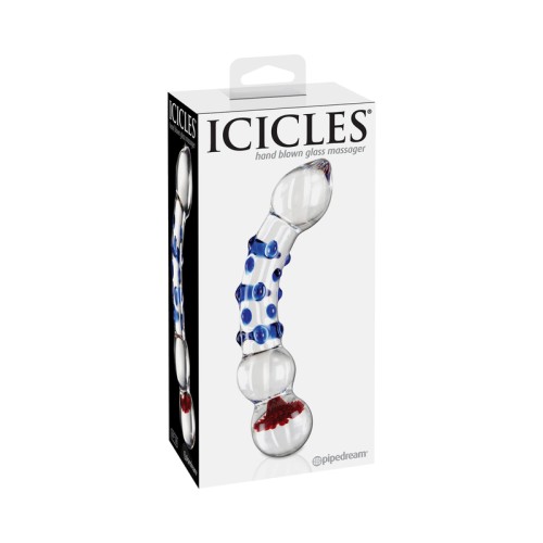 Dildo de Vidrio Curvado Texturizado Pipedream Icicles para Placer Elegante