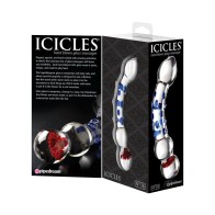 Dildo de Vidrio Curvado Texturizado Pipedream Icicles para Placer Elegante