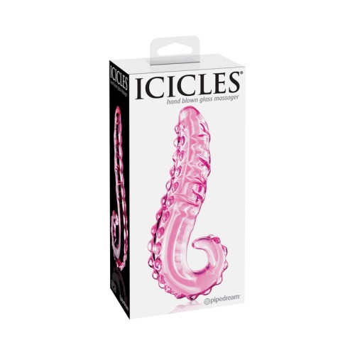 Dildo de Vidrio Icicles No. 24 con Mango Rosa