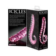 Dildo de Vidrio Icicles No. 24 con Mango Rosa