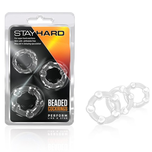 Set de 3 Anillos de Cock Beaded Stay Hard Transparente