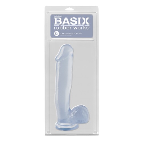 12 in. Clear Dong with Balls and Suction Cup for Realistic Pleasure