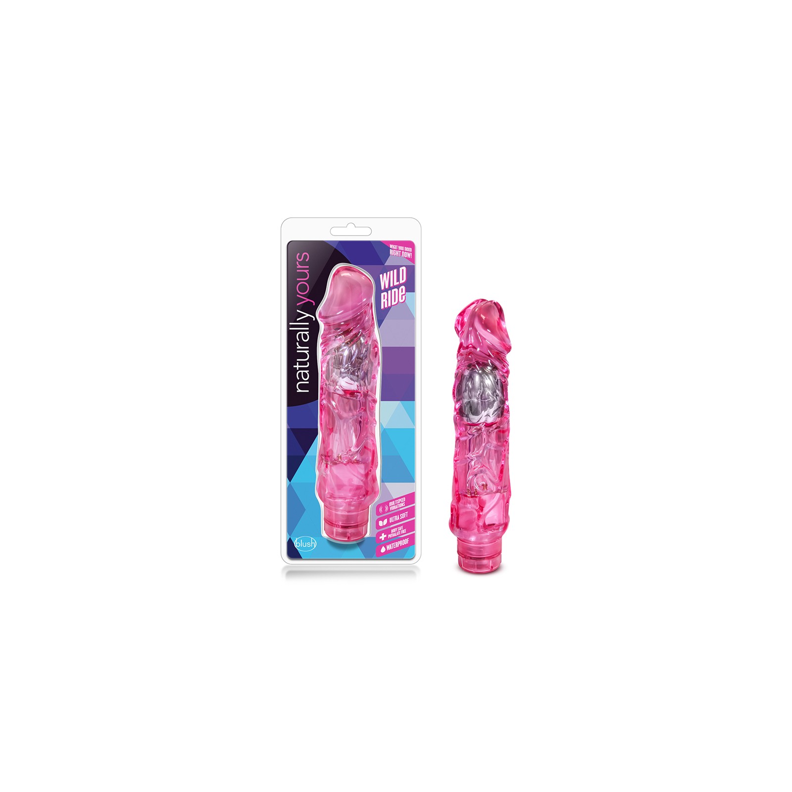 Naturally Yours Wild Ride Realistic 9 in. Vibrating Dildo Pink