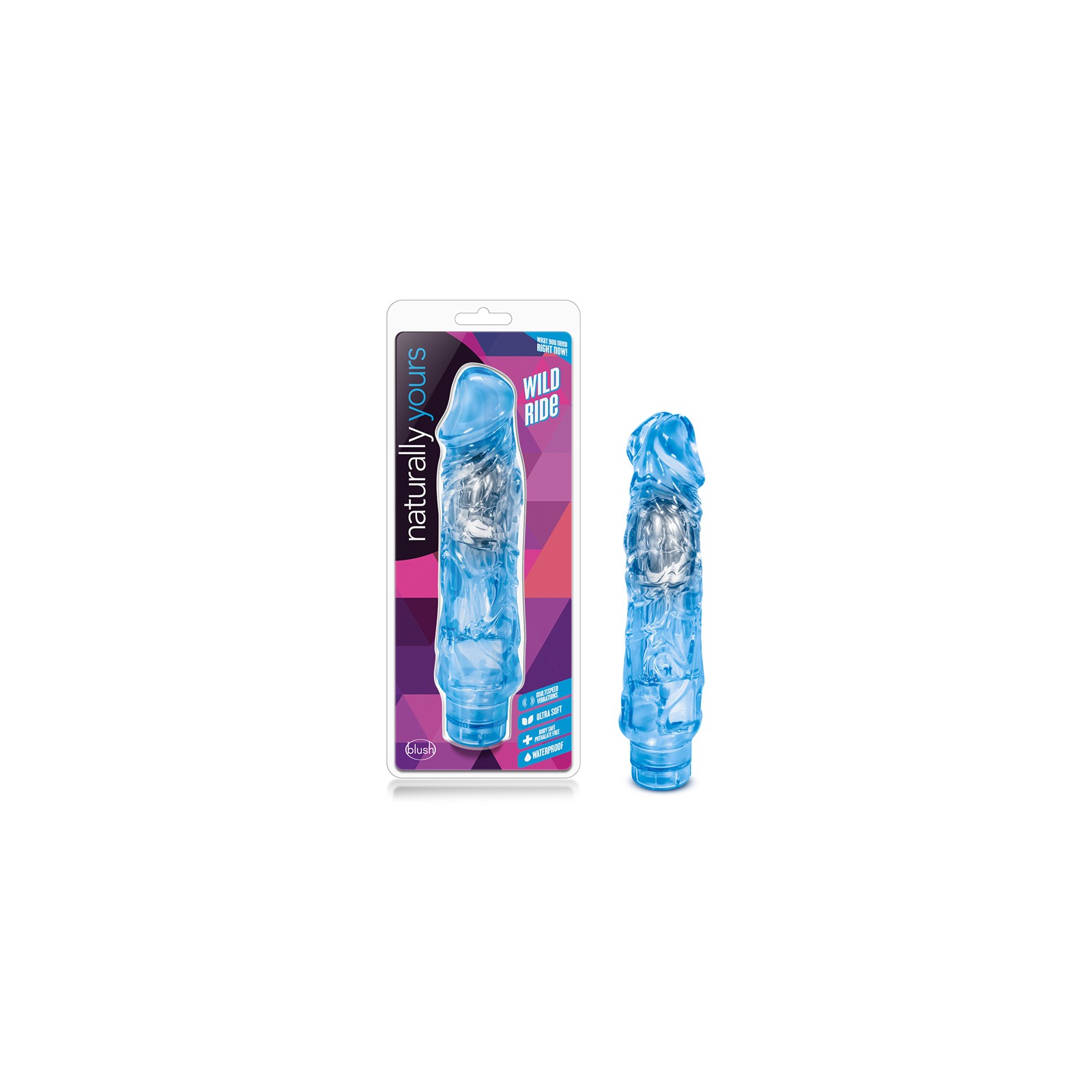 Dildo Vibrante Realista 9 in. Wild Ride Azul