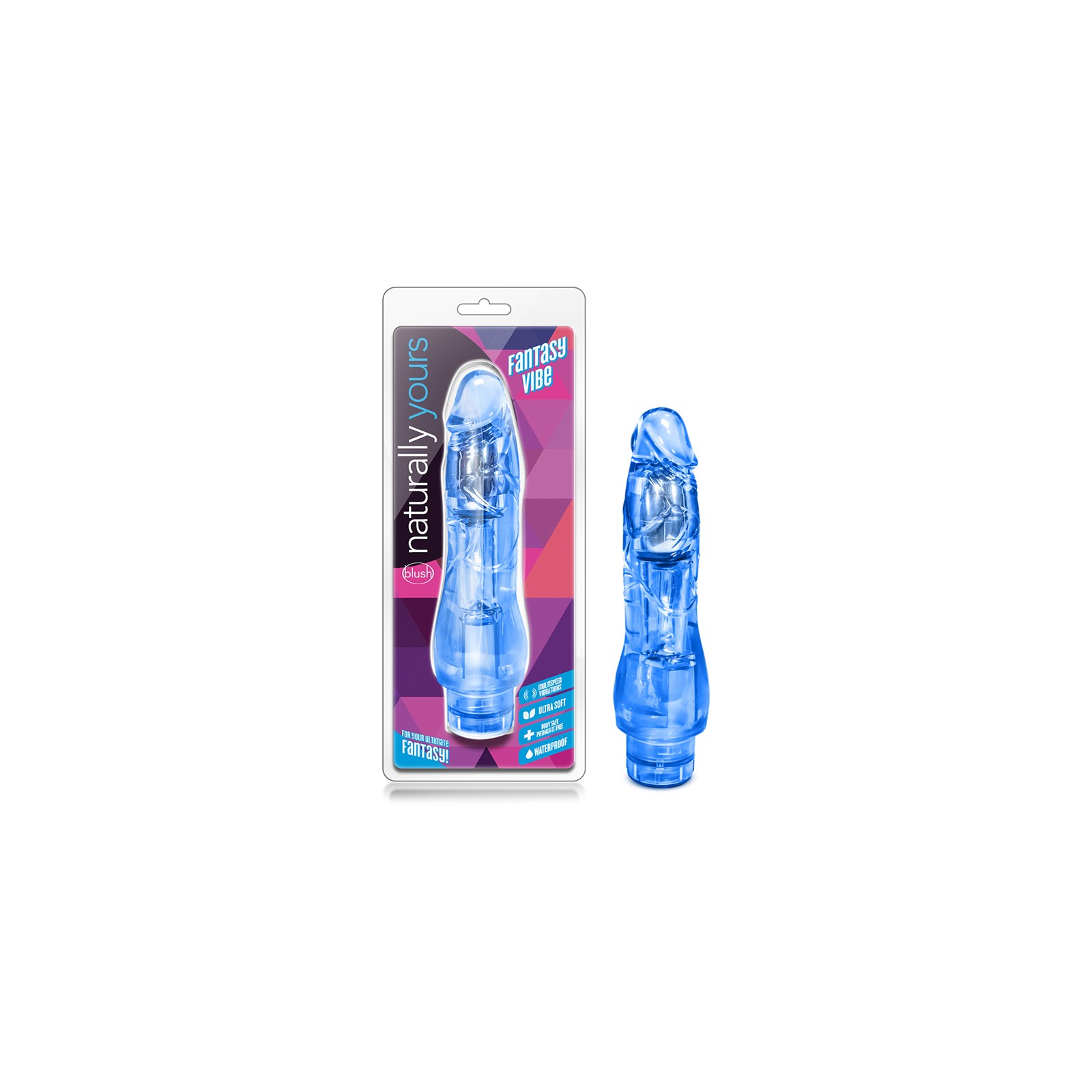 Naturally Yours Fantasy Vibe 8.5 inch Realistic Dildo Blue