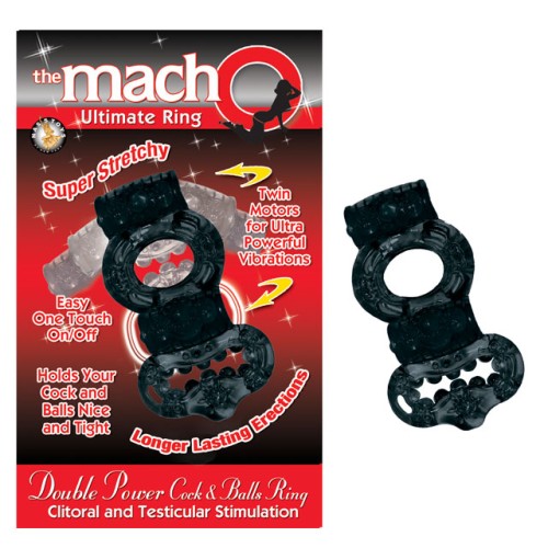 Macho 2X Power Cock & Balls Vibrating Ring Black