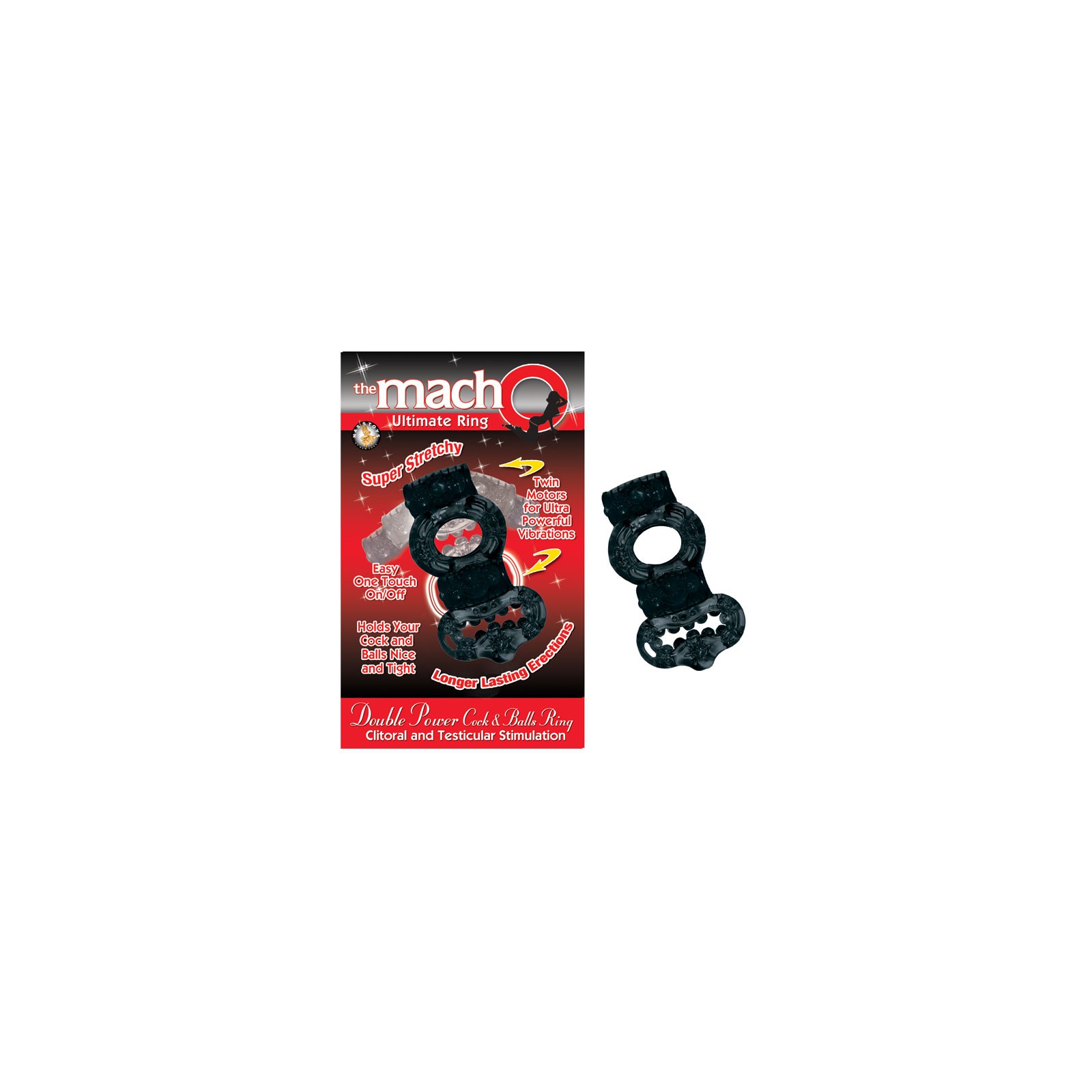 Macho 2X Power Cock & Balls Vibrating Ring Black