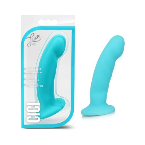 Dildo Curvado de Silicona Luxe Cici 6.5 in. Azul