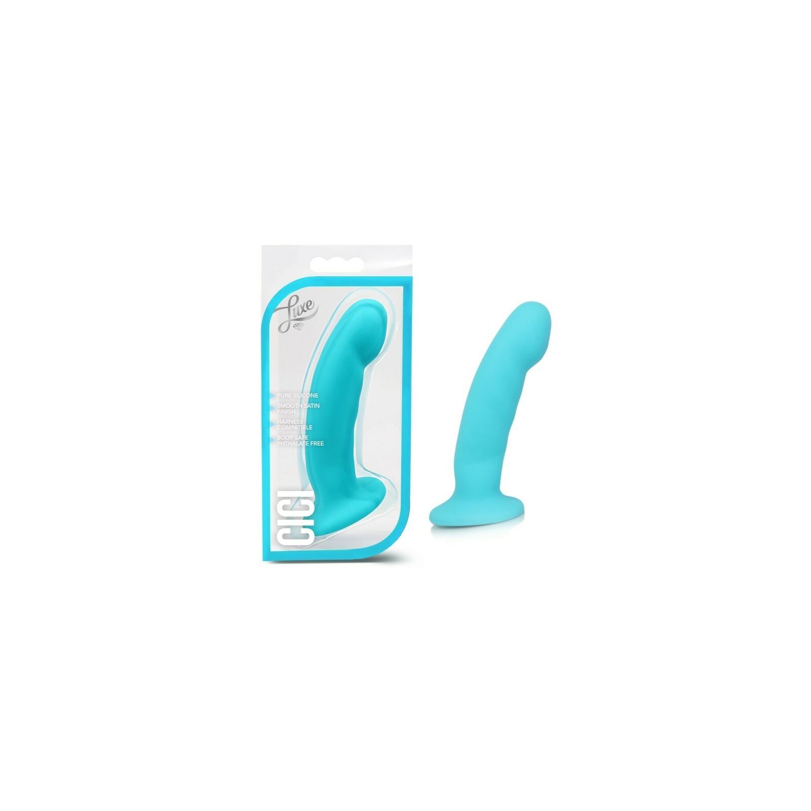 Luxe Cici 6.5 in. Curved Silicone Dildo Blue