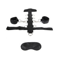 Lux Fetish Adjustable Neck & Wristraint Set Black