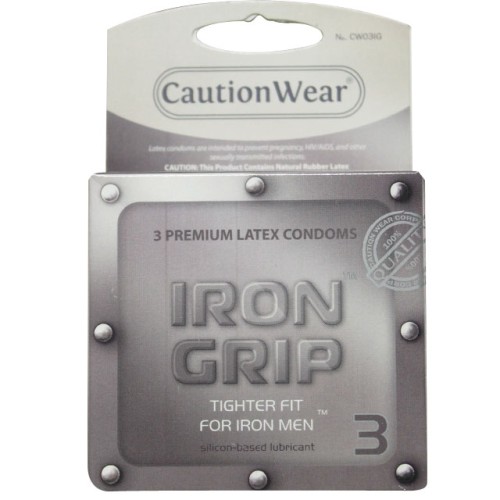 Condones Caution Wear Iron Grip - Paquete de 3 para Placer Máximo