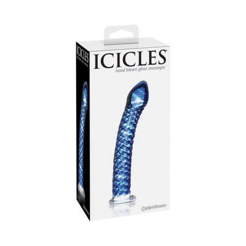 Icicles No. 29 Blue Textured Glass Dildo