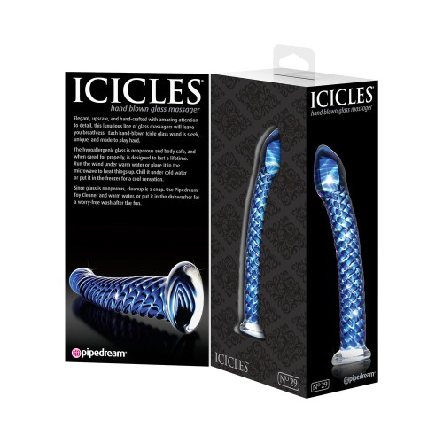 Icicles No. 29 Blue Textured Glass Dildo