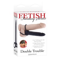 Pipedream Fetish Fantasy Doble Problema Dildo Strap-On Doble Anillo con Dildo de 5.5 in. Negro