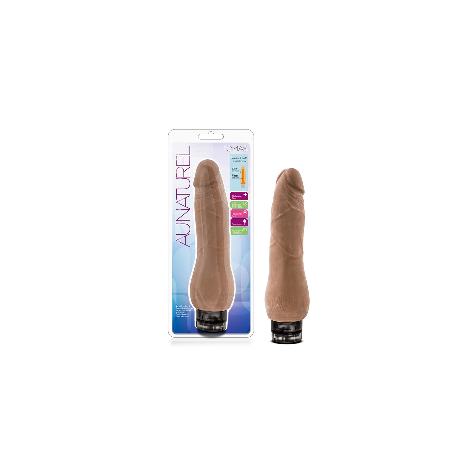 Au Naturel Tomas 9 in. Dual Density Vibrating Dildo