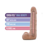 Au Naturel Suave Dildo Dual Densidad de 7 in. Con Testículos Tan