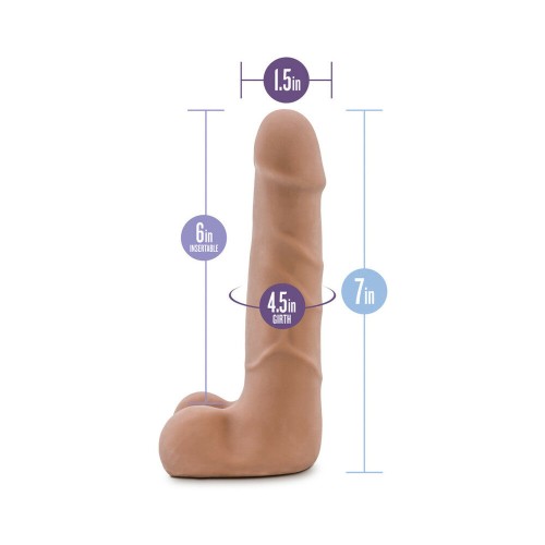 Au Naturel Suave Dildo Dual Densidad de 7 in. Con Testículos Tan