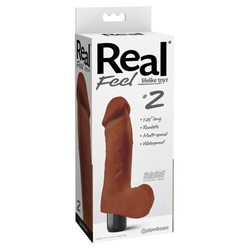 Pipedream Real Feel Lifelike Toyz No. 2 Realistic 7.25 inch Vibrating Dildo With Balls Brown