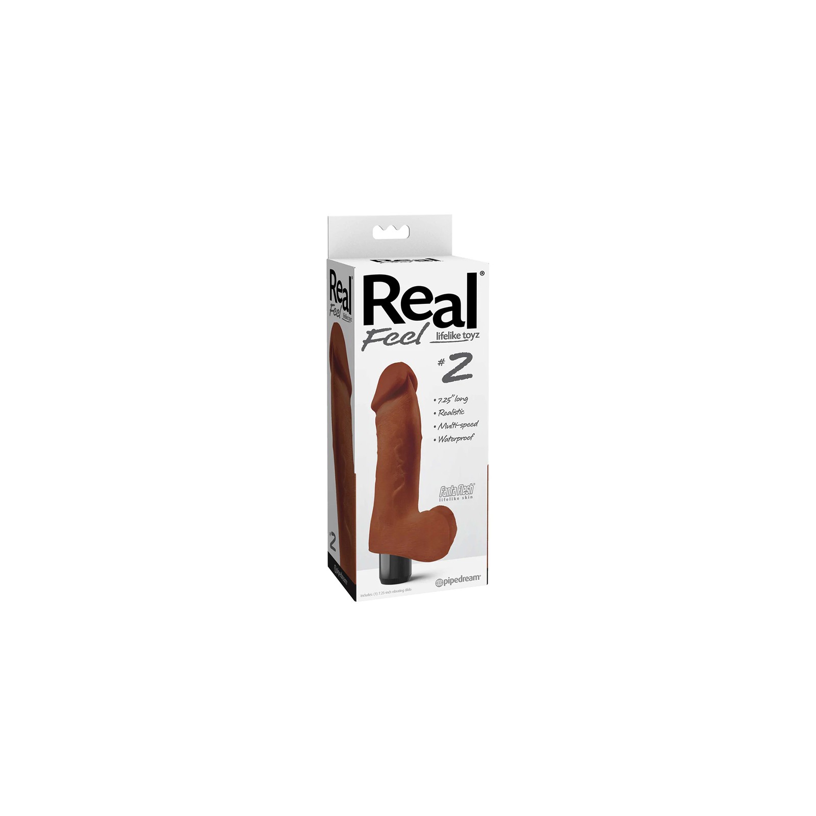 Pipedream Real Feel Lifelike Toyz No. 2 Realistic 7.25 inch Vibrating Dildo With Balls Brown