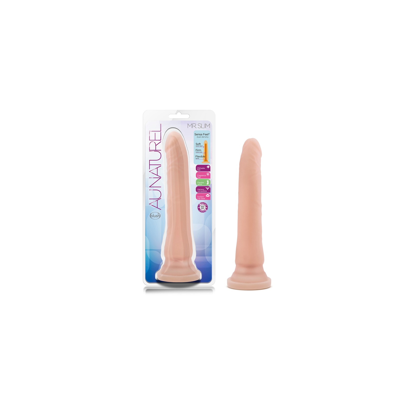 Au Naturel Mr. Slim 9.25 in. Dildo - Beige