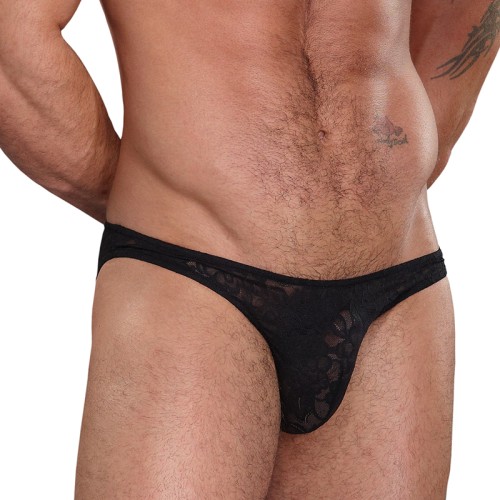 Male Power Stretch Lace Wonder Bikini Black Medium