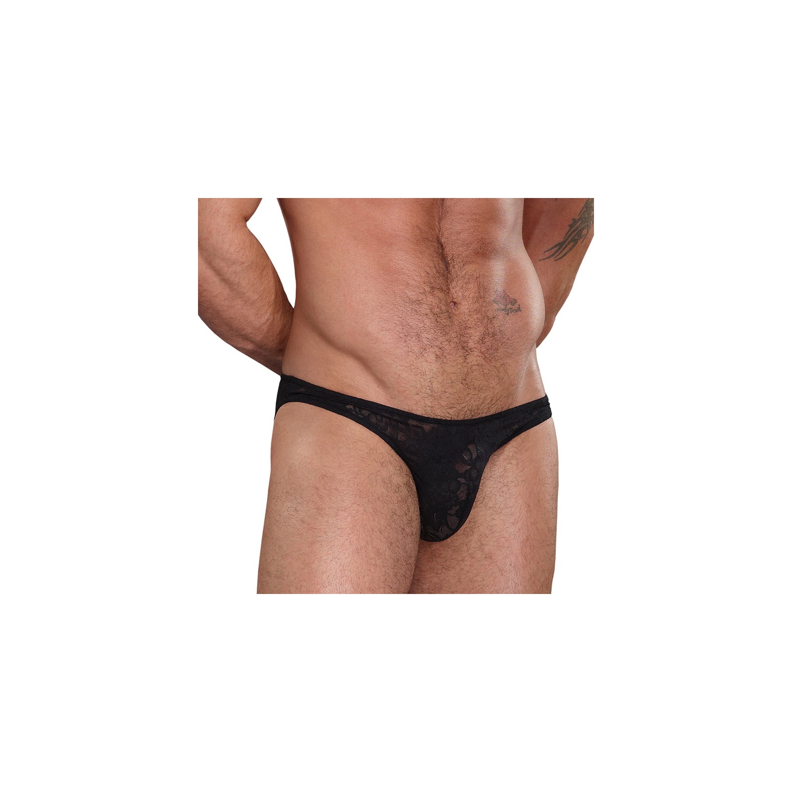 Male Power Stretch Lace Wonder Bikini Black Medium