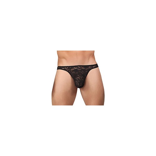 Bong Thong de Encaje Elástico Negro Male Power S/M