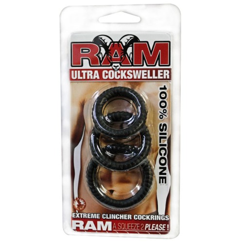 Ram Ultra Cocksweller - 3 Anillos para el Pene Negro